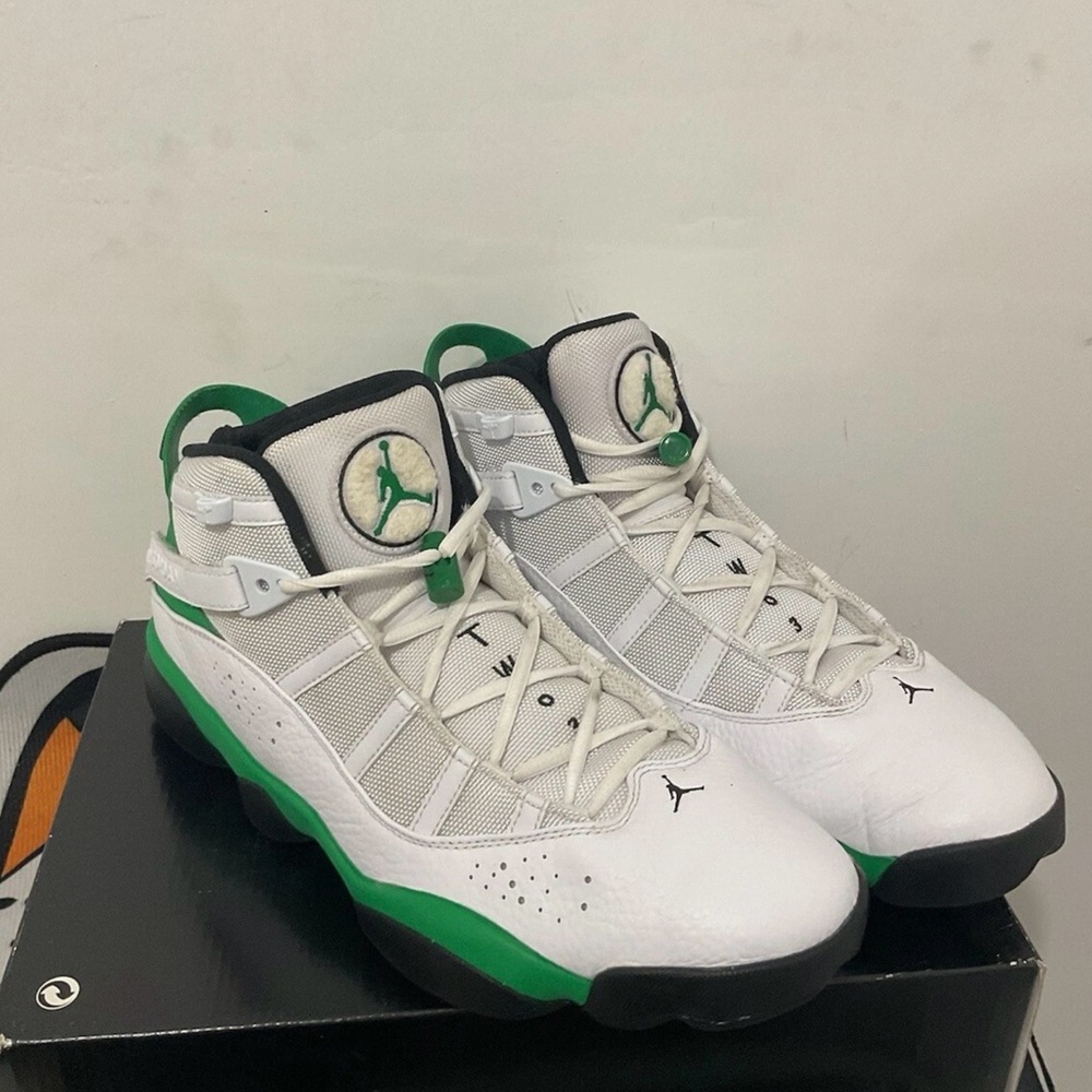 Size 11.5 - Jordan 6 Rings White Lucky Green( good condition)